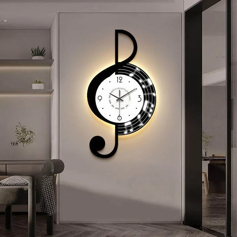 Simple fashion Wall clock creative living room aisle music note Wall clock Interior entrance arts reloj pared Home decoration