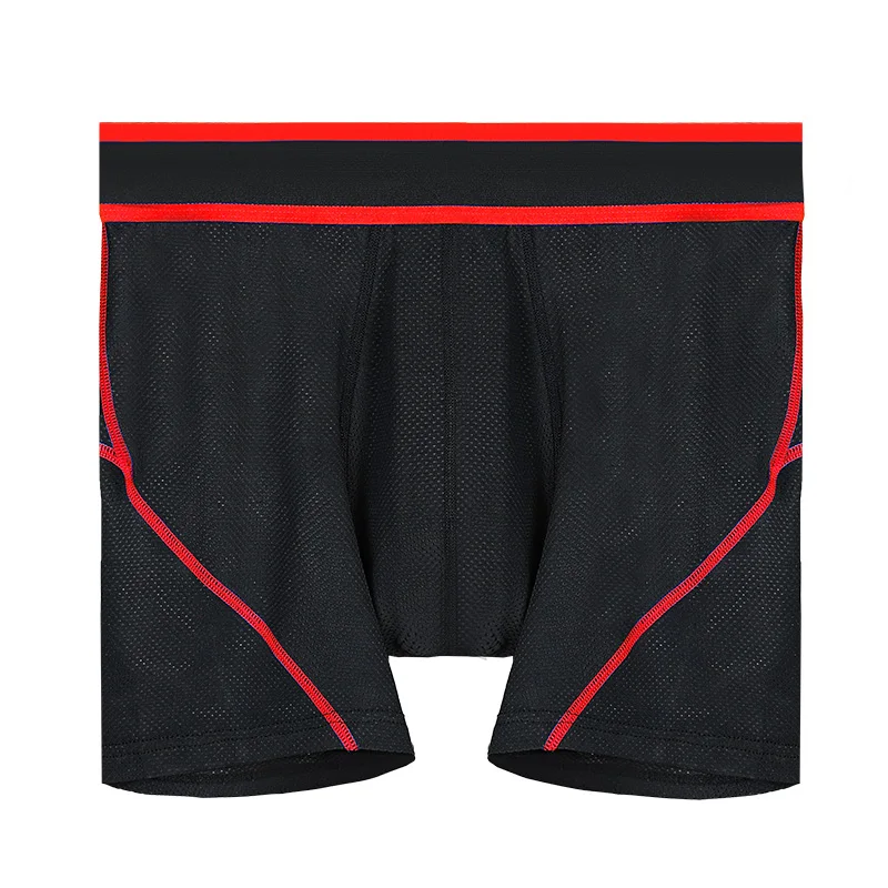 Split sports underwear men's summer thin ice silk long men's running lengthened anti-wear leg boxers