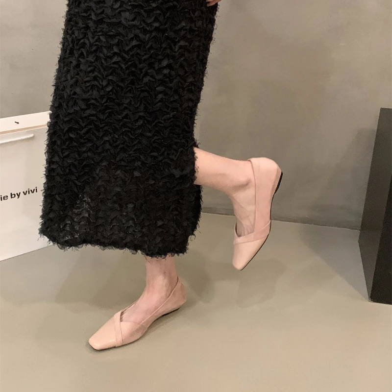 Designer de luxe printemps femmes banlieue chaussures à talons bas épissure concise bout carré sans lacet chaussures dames Eelgant robe de soirée chaussures