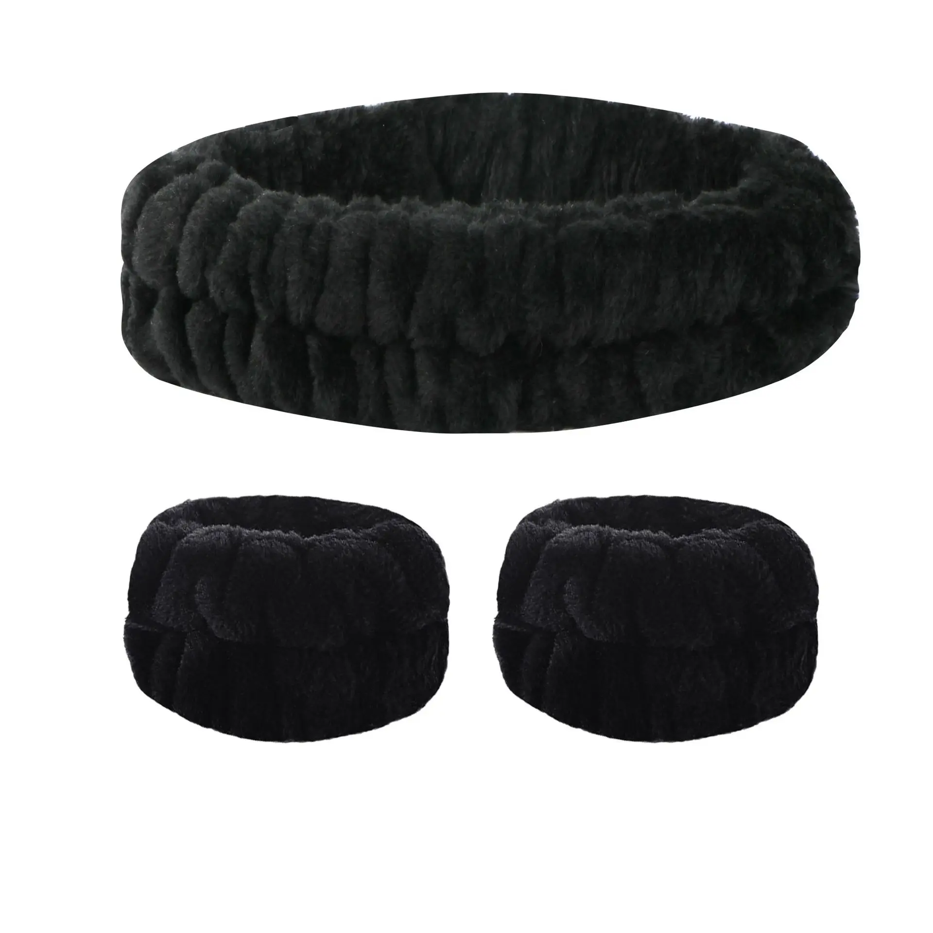 Samtweiches, elastisches Stirnband, Gesichtswasch- und Make-up-Stirnband, Haargummi, Gesichtswasch-Set, wasserdichtes Handgelenkschlaufe und Heanband-Set – Detail 3