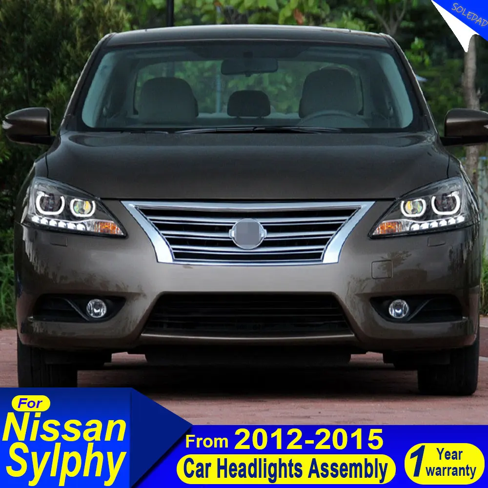 

VEOL Car headlights For Nissan Sylphy Headlights 2012-2015 Sentra LED Projetor Headlamp Daytime Running Light Auto Accessories