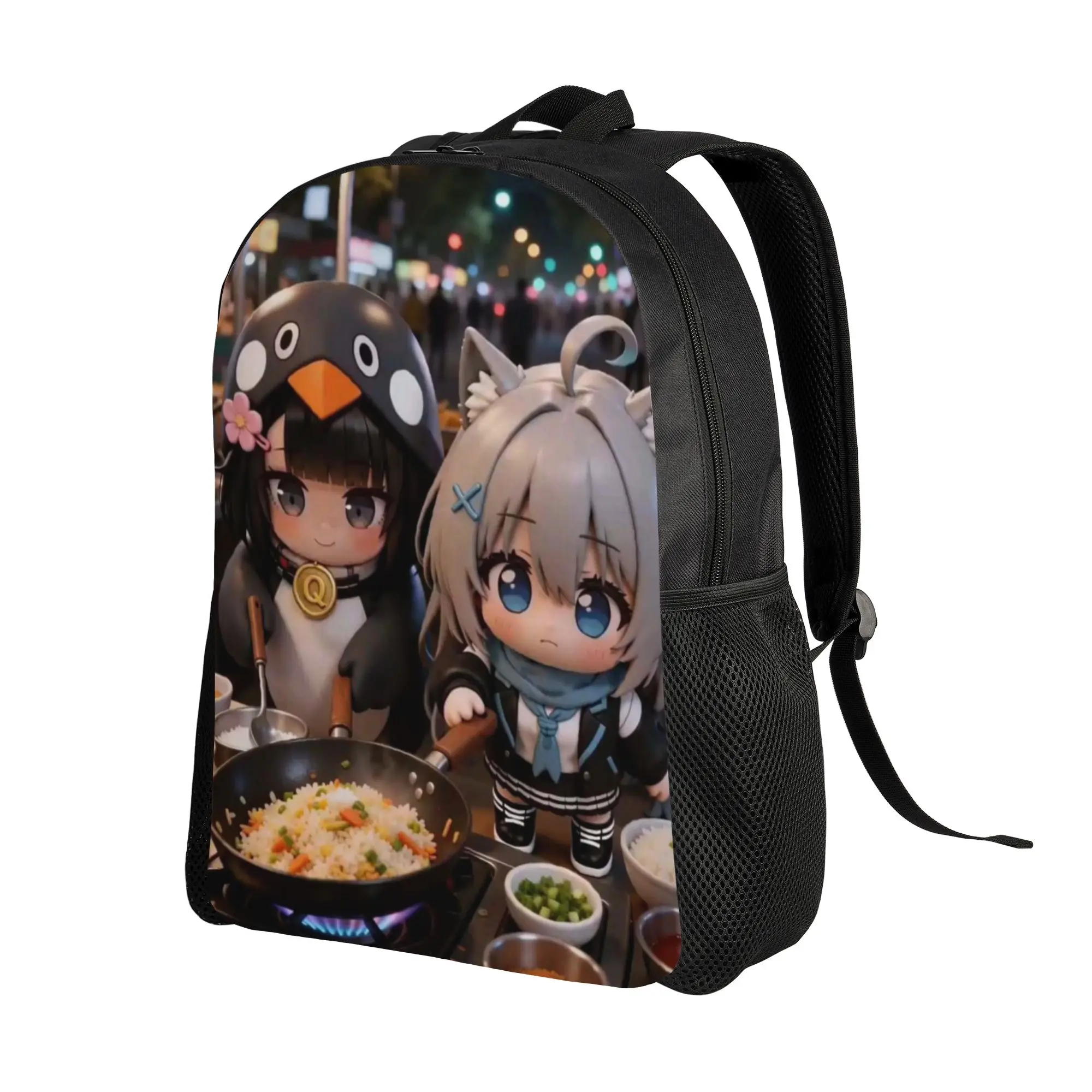 Back to school season GUGU GAGA Penguin Girl Hot Pot Night Market Cute Kawaii Character Graphic Bookbag  Ladies Vintage Backpack