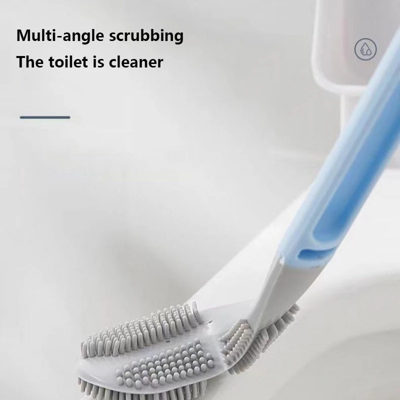 Gebogene Toilettenbürste, Toilettenbürste für die Reinigung ohne Tote Winkel, Haushaltsbadezimmer Silikon-Toilettenreinigungsbürste