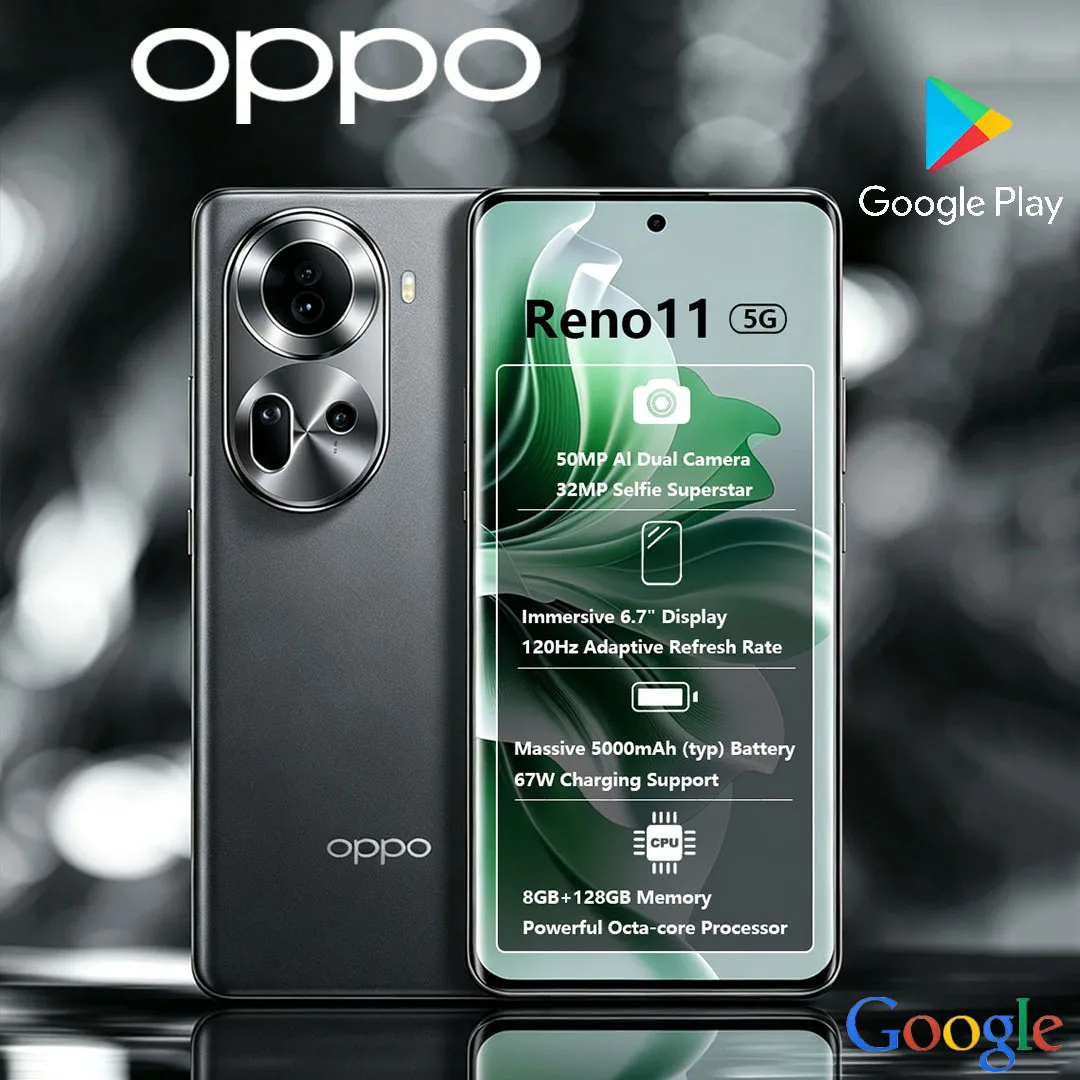 New OPPO Reno11 5G Dual-SIM Smartphone 6.7 Inches 120Hz Screen 5000mAh Long Battery Life High Performance Mobile Phone 8+128GB