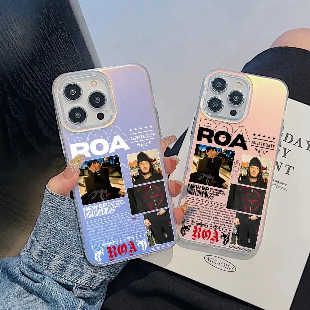 

Rapper R-Roa Phone Case For iPhone 17 16 15 14 13 12 11 Pro Max Plus Transparent Aurora Laser Gradient Cover