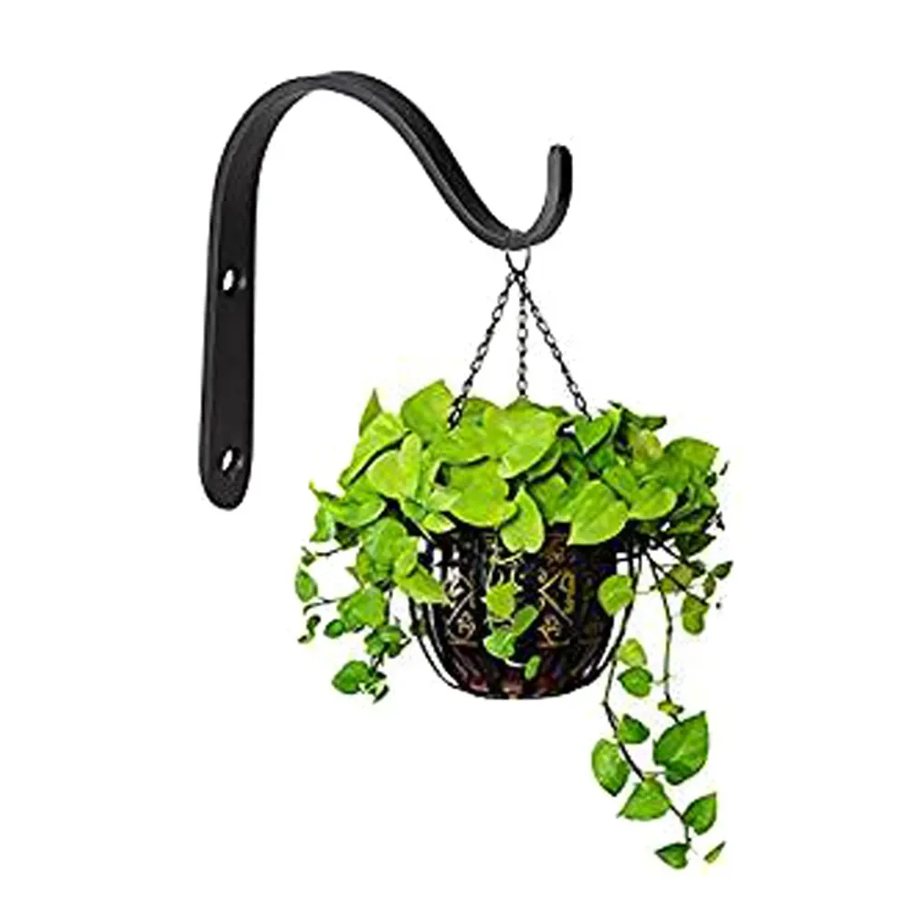 Black Iron Wall Light Hook Bracket Wind Chimes Garden Hanging Basket Planter Lantern Flower Pot  Home Decoration