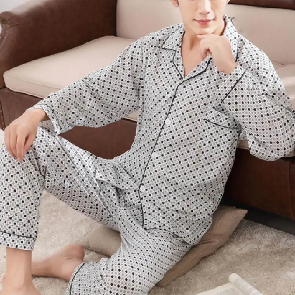 2023 Men's Print Pajama Set With Long Sleeve Top And Pants Comfortable Loungewear For A Relaxing Evening