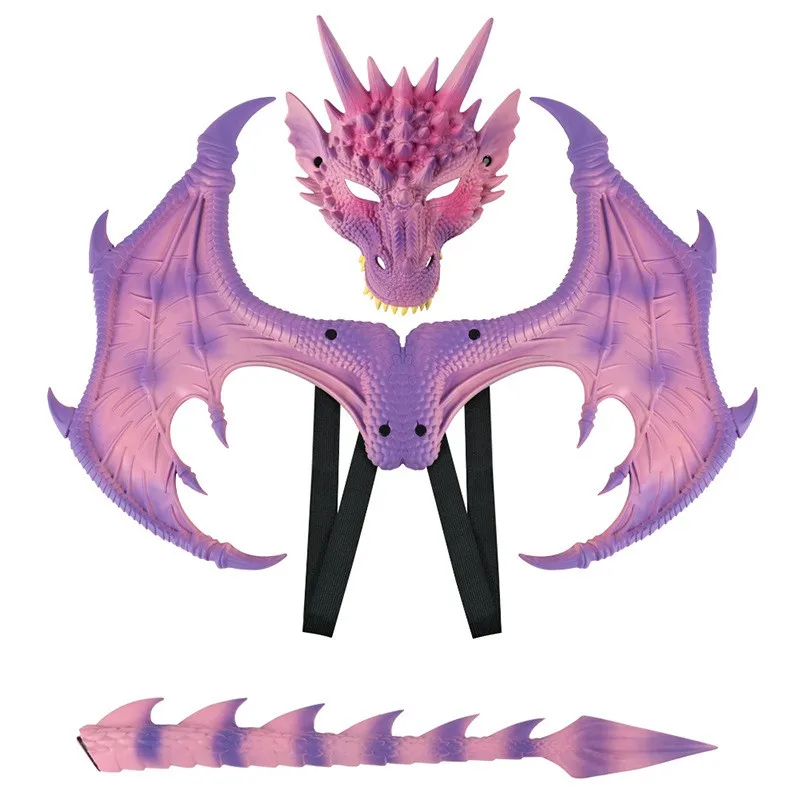 Simulate Dinosaur-Dragon-Wings-Costume Mask for Toddler Kids Dino Dress Up Boys Girls Halloween Play Party Costume Set