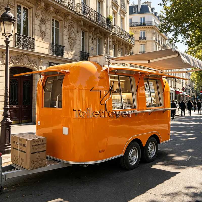Mobile Commercial Food Truck Trailer Burger Fast Food Truck Pizza Hot Dog Custom Food Trailer with Awning
