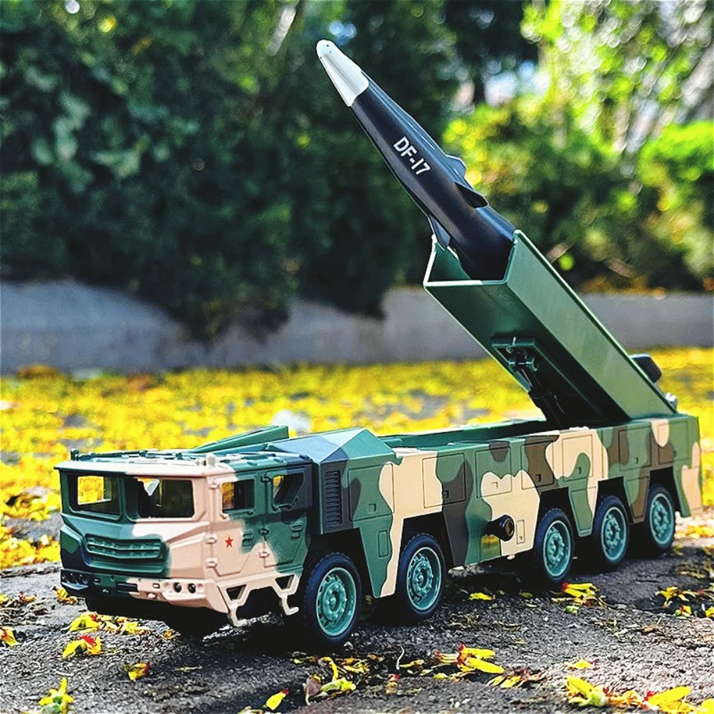 1:50 Scale DF-17 Missile Launch Toy Model Car Diecast Metal Sound Light Simulation Military Miniature Models Collection Gift Boy