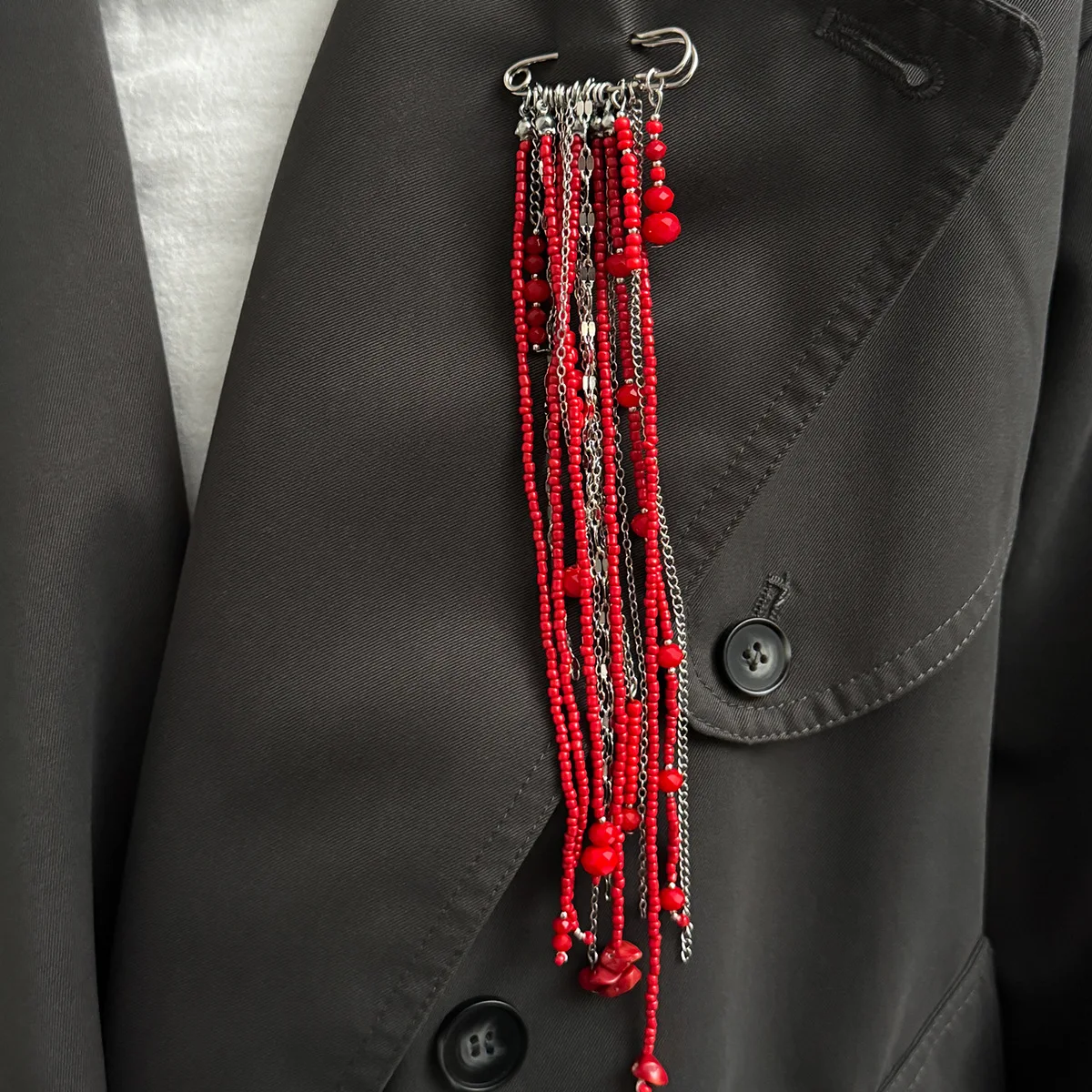 Accessory Personalized Suit Anti-Flash Bead Necklace Pin Hanging Ornament Ins Waterproof Crystal Tassel Chain Brooch image 6