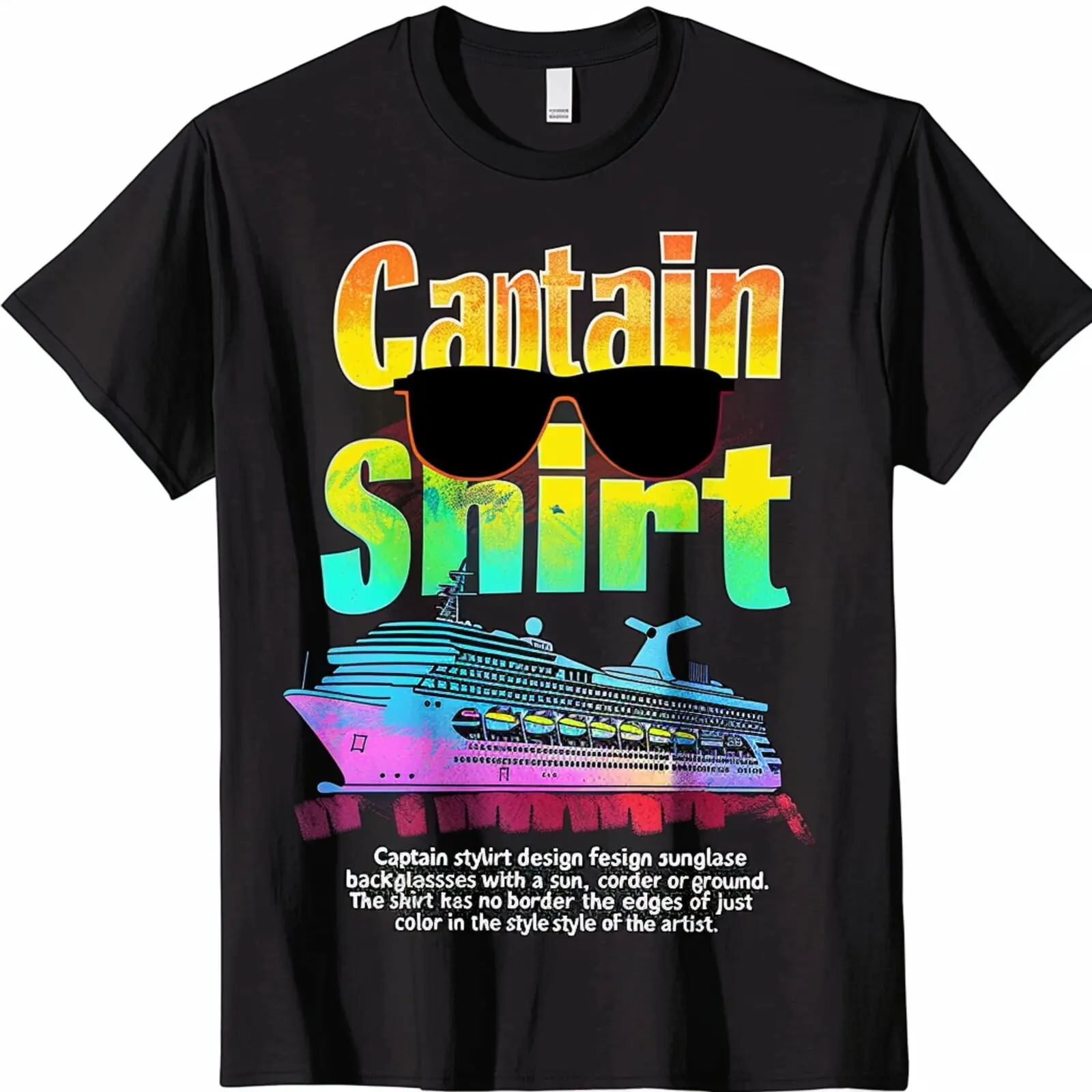 Cruise Squad TShirt Design with Sunglasses Cruise Ship and Sun Vibrant Colors