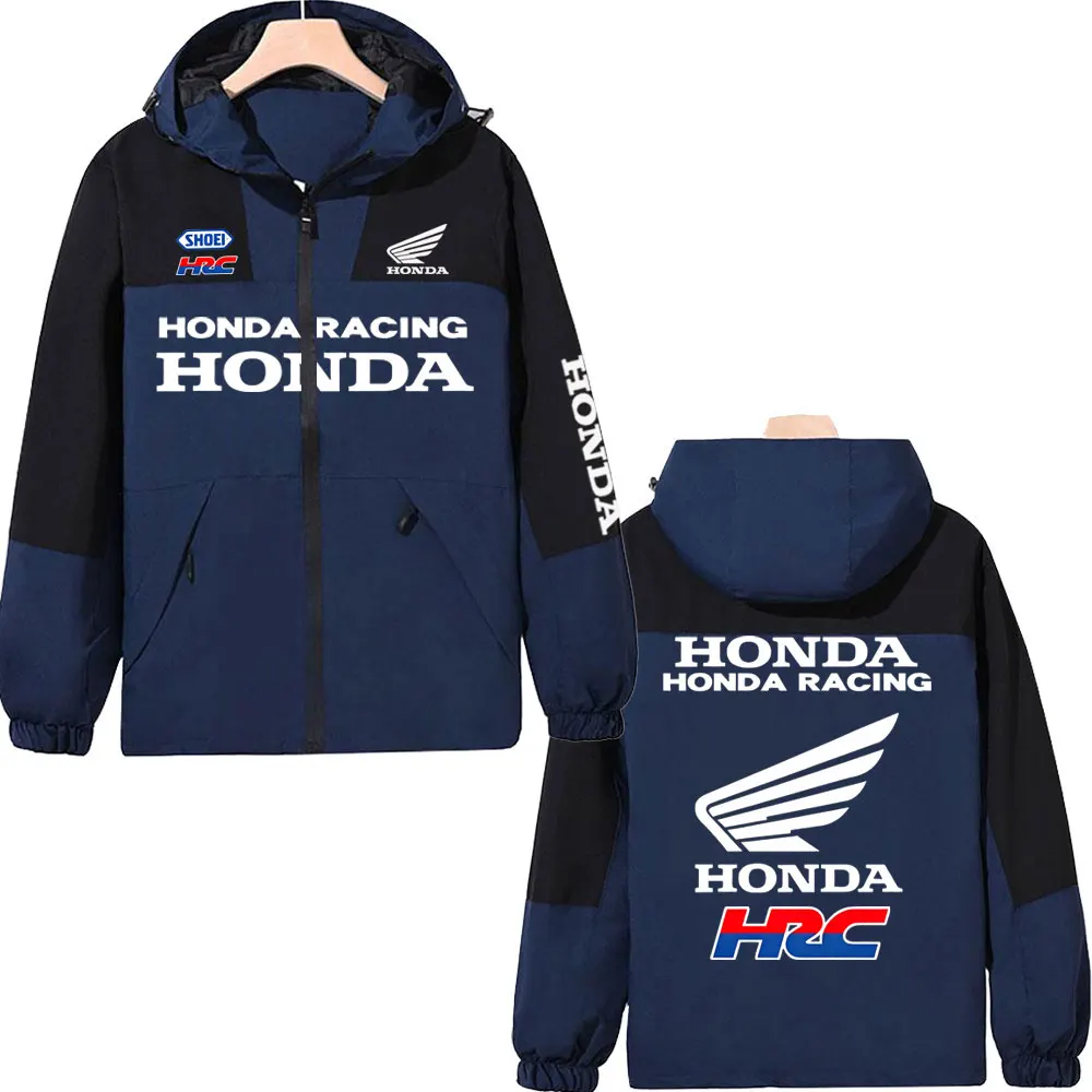

Honda print Waterproof down Jacket for Men And Women Outdoor Honda Racing Jacket Motorcycle Riding Sports Zipper Hooded Clothing