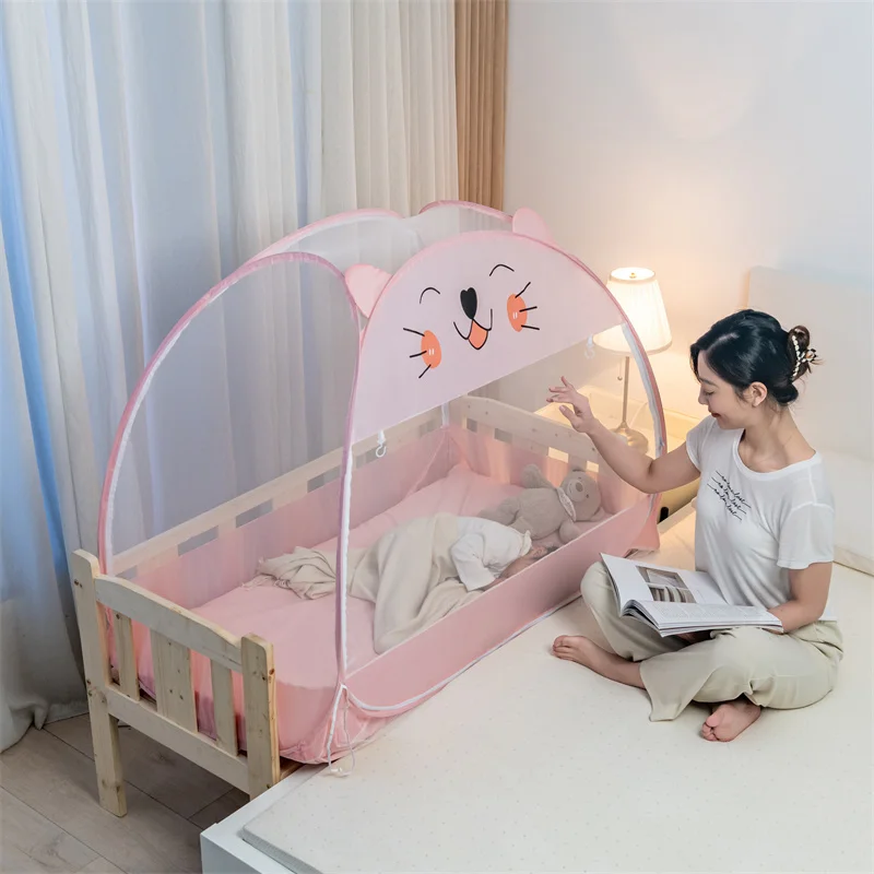 

custom. [2925 People Collected] Children's Cartoon Crib Mosquito Net Three-Door Anti-Fall Foldable Washable No-Install