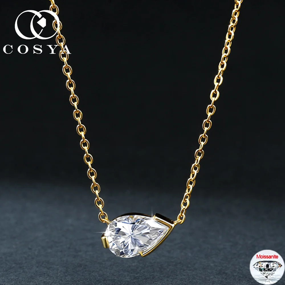 

COSYA 2CT 7*10 мм ожерелье с подвеской из муассанита грушевидной огранки для женщин S925, серебро, 18-каратное золото, лабораторная бриллиантовая цепочка на шею, изысканные ювелирные изделия для вечеринок