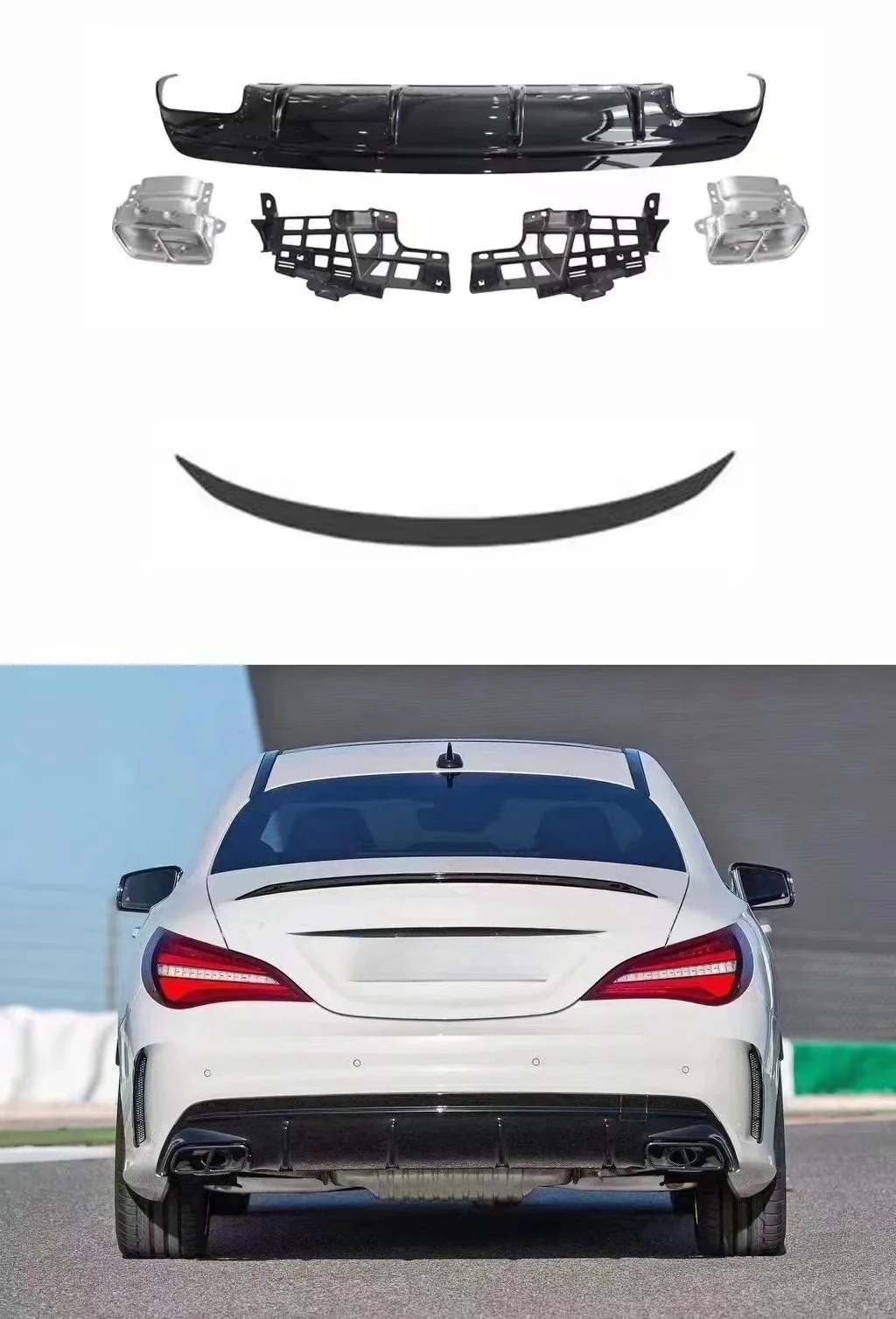 

For CLA W117 2013 2014 2015 2016 2017 Dream Garage W117 Front Bumper Lip Spoiler Bodykit Upgrade CLA45 Bodykit