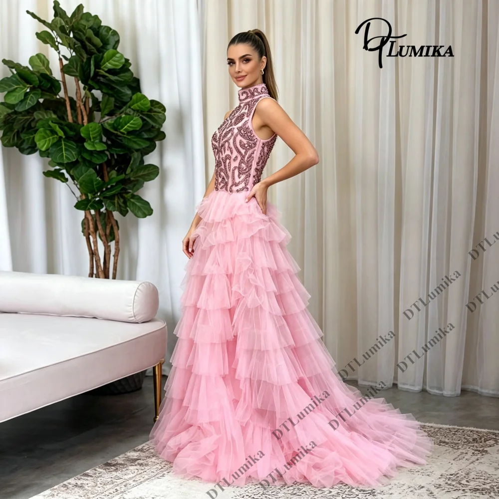 High Neck Quinceanera Dress Custom Beaded Bodice Tiered Ruffle A‑Line Formal Evening Gown for Sweet 15 Prom Gala Birthday Party 5