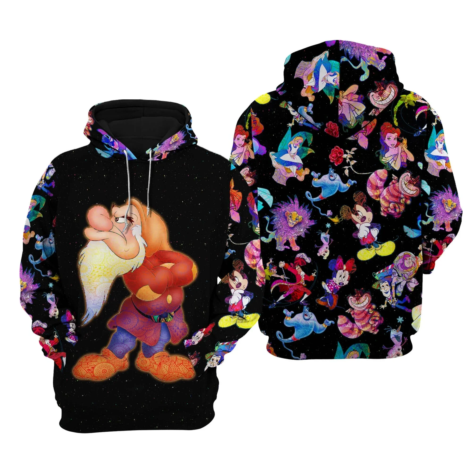 

2025 Spring and Autumn 3D Printing Grumpy Dwarf New Men's Pullover Women's and Children's Cosplay Large Fashion Zipper Hoodie