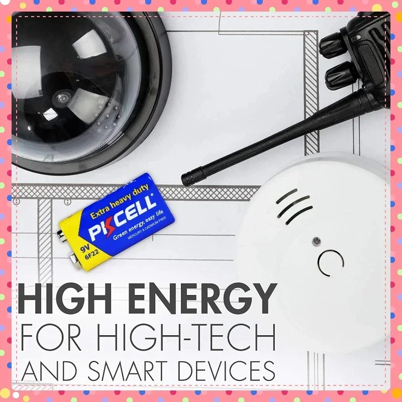 SWZY 10pcs For PKCELL 6F22 9V Thermometer Battery Carbon Zinc Super Heavy Duty Batteries 6F22 MN1604 240MIN PP3
