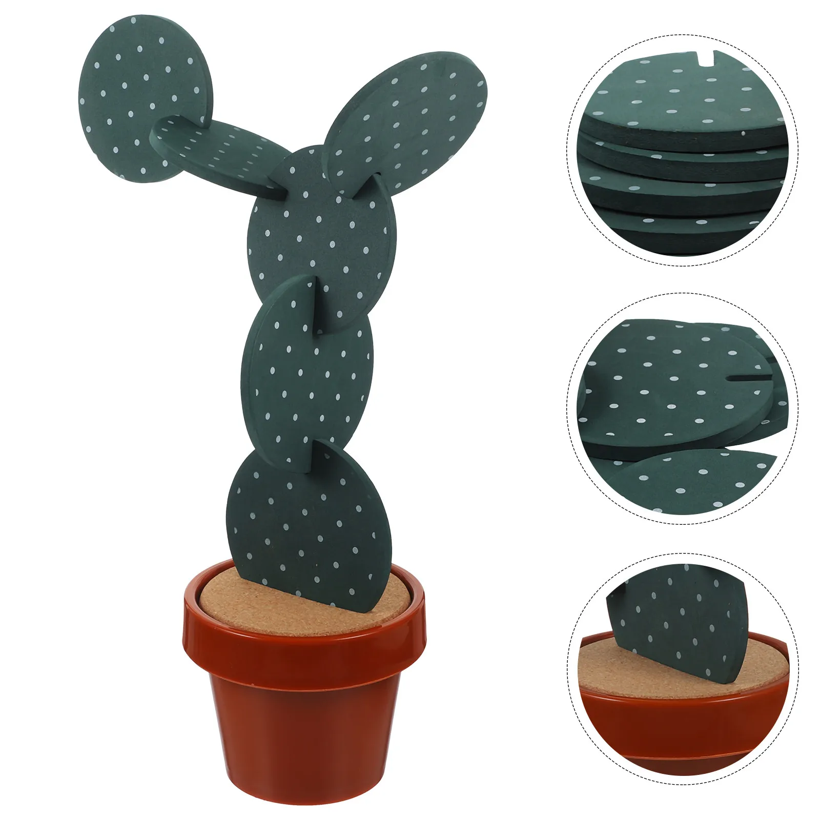 Cactus Coasters Set – Heat & Cold Resistant, Reusable Drink Mats for Coffee Tea Mugs, Nordic Home Office Decor
