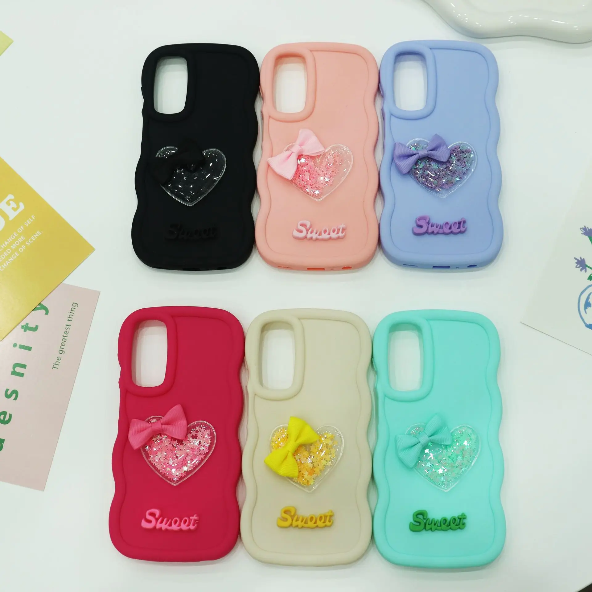 3D Love Heart Bow Wavy Silicone Case For Tecno Spark 10 20 Pro Plus 9 8 20C 30C 8T 7T 4 Camon 30 20 19 18 Pro 12 15 18P 4G Cover