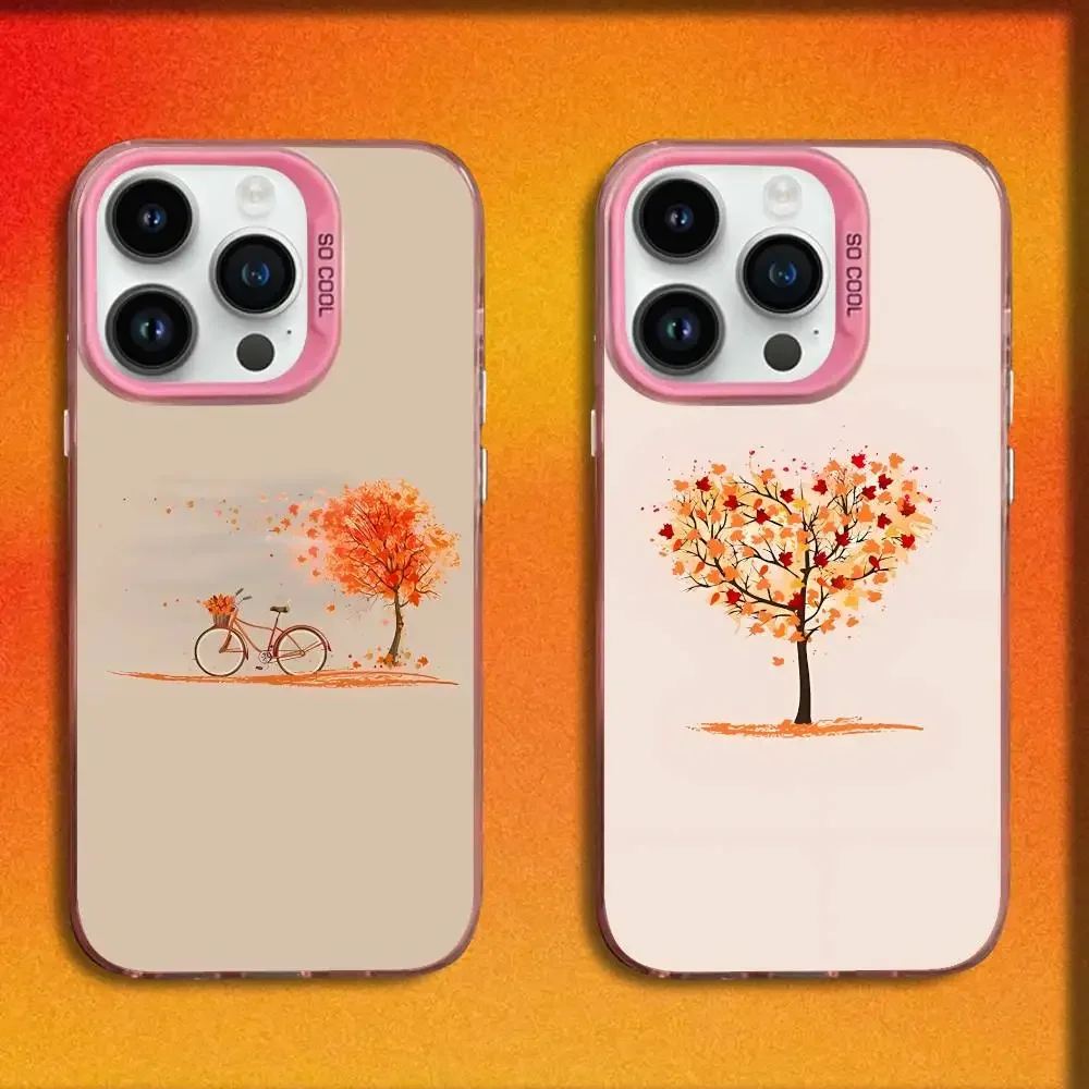 

Autumn Leaves Falling Phone Case For iPhone 17,16,15,14,13,12,11,Pro,Max,Plus,E,SE4,Air,Mini Pink IMD Box
