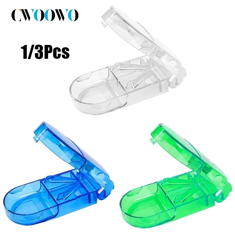 1/3Pcs Pill Cutter with Safety Shield, Safely Cut Pills and Vitamins, Pill Splitter, Pill Splitter, Retractable Blade Guard