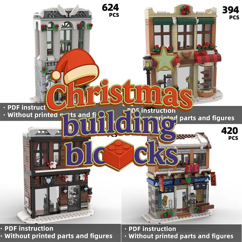 

For Holiday Gifts - Christmas Building Blocks Set Street View Architectural, Street View Shop Model Fun Assembly Toy