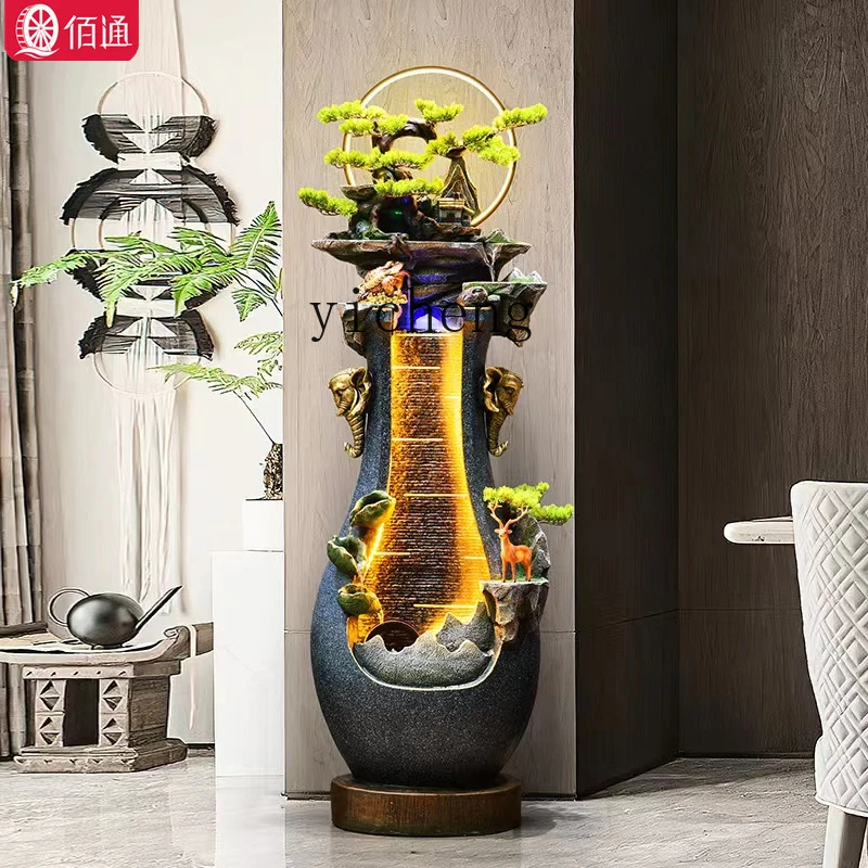 XL Lucky Flow Ornament Circular Feng Shui Wheel Floor Feng Shui Ball Living Room Decoration Rockery Fountain Company