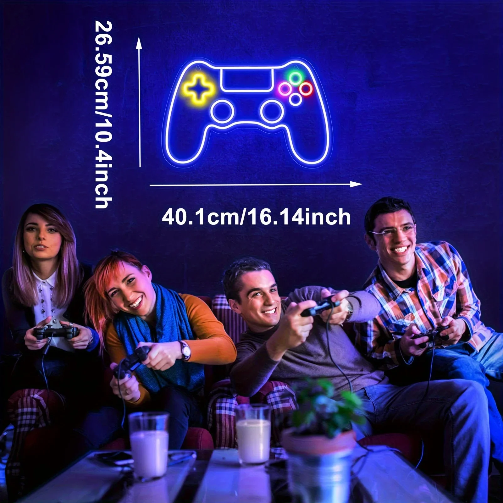 ألعاب النيون أذرع التحكم في ألعاب الفيديو LED ضوء النيون تسجيل للحزب رجل الكهف غرفة ديكور أفضل ألعاب الهدايا للبنين أطفال ضوء الليل #6