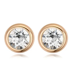 Original Round Crystals From Austria Stud Earrings For Women Party Accessories Pendientes Gold Color Wedding Jewelry