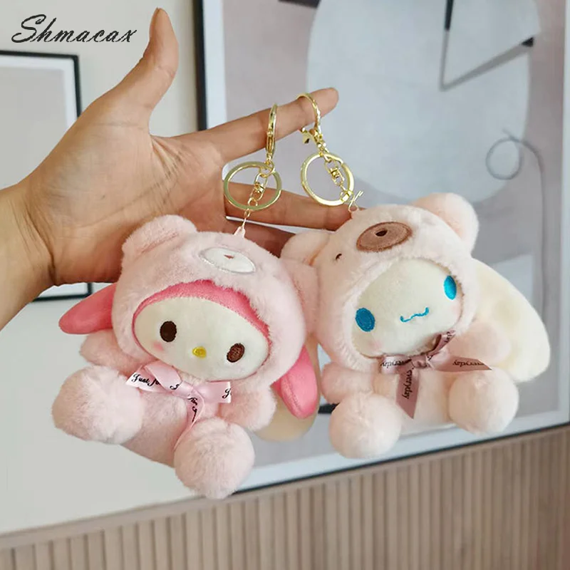 12CM Cute Sanrio Plush Keychain For Children Hello Kitty Pendant Kuromi Cartoon Key Chain Backpack Decoration Gifts For Girl Toy