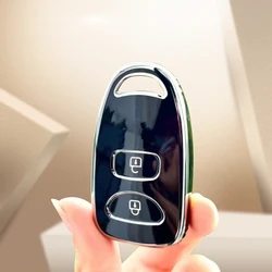 2 Buttons Flip Folding Key TPU Car Key Case Cover For Hyundai Elantra Santa Fe Accent Tucson Car Accessories
