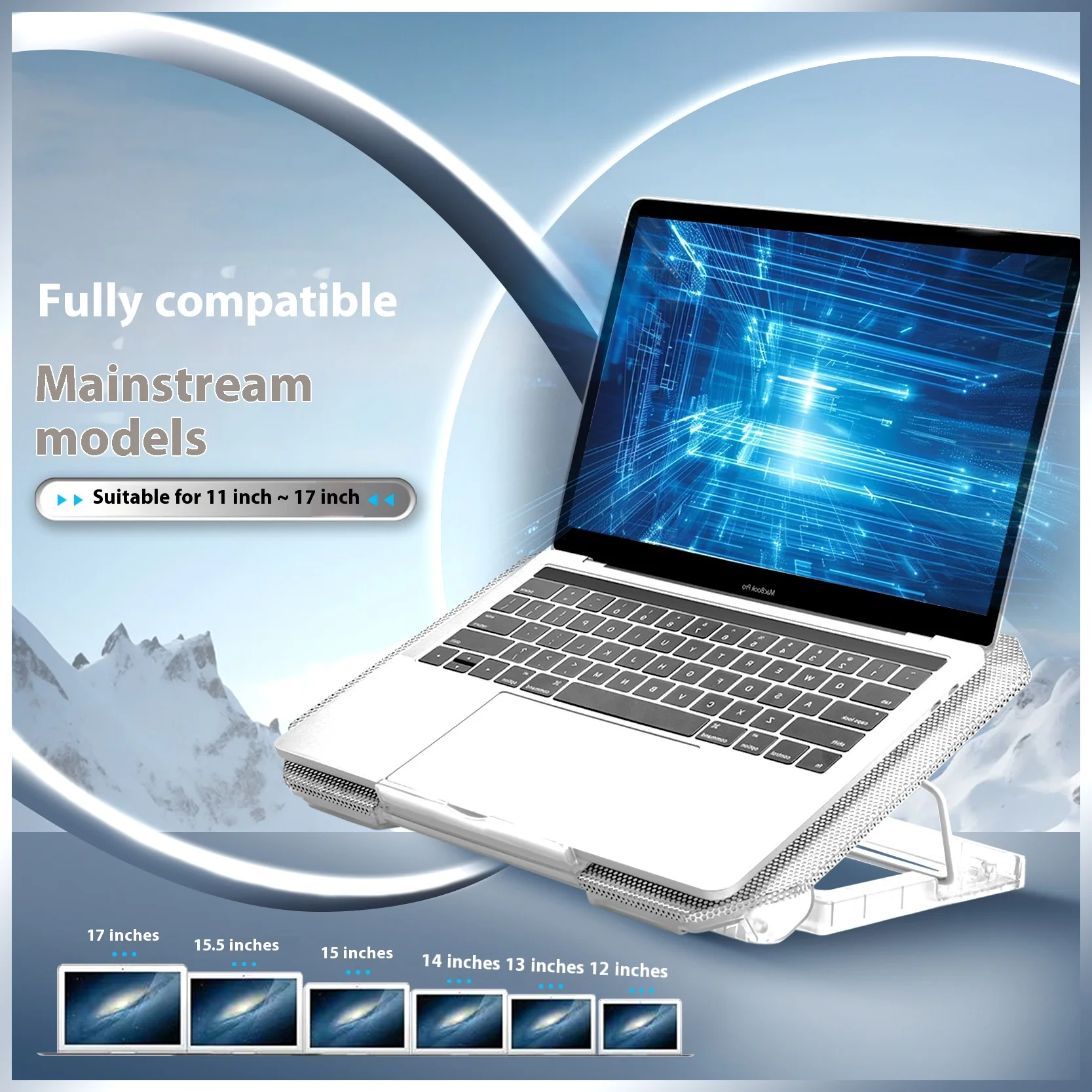 Gaming Laptop Cooler Base Cooling Rack Pad 14 15.6 inch 17 inch Silent Fan Cooler Radiator