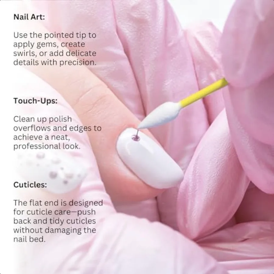 Fran Wilson NAIL TEES BAUMWOLLSPITZEN 120 Stück 2er-Pack Das ultimative Nagelwerkzeug Mehrzweck-Doppelseitentupfer mit spitzen Enden für