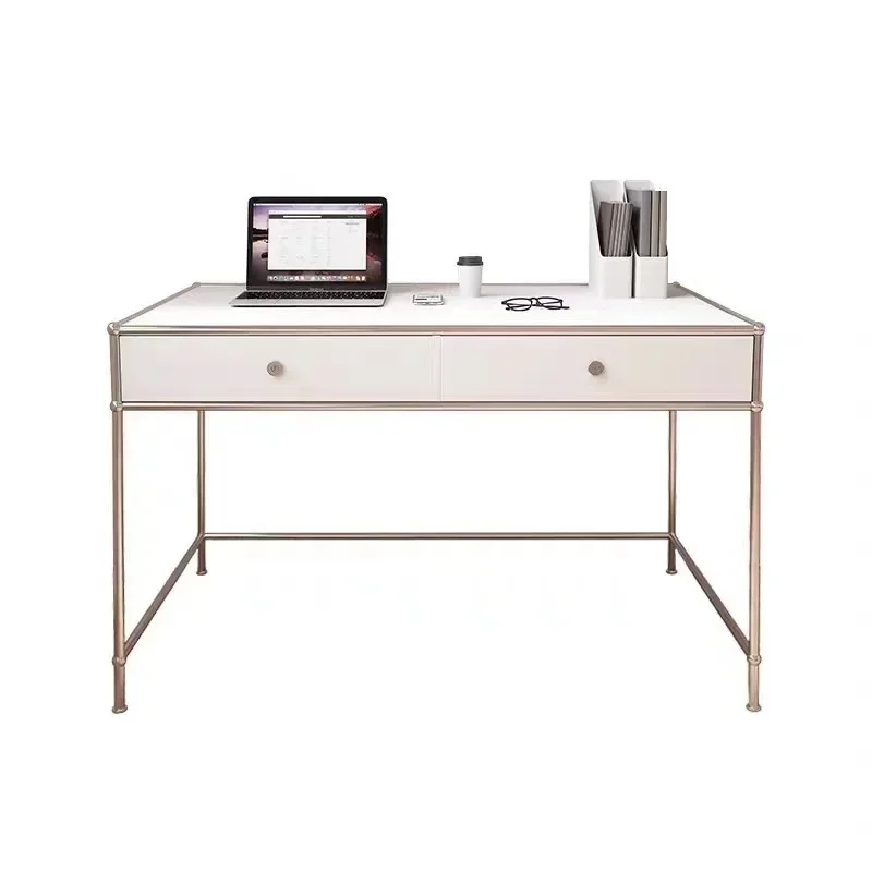 

Small apartment INS medieval stainless steel cosmetic table home computer desk