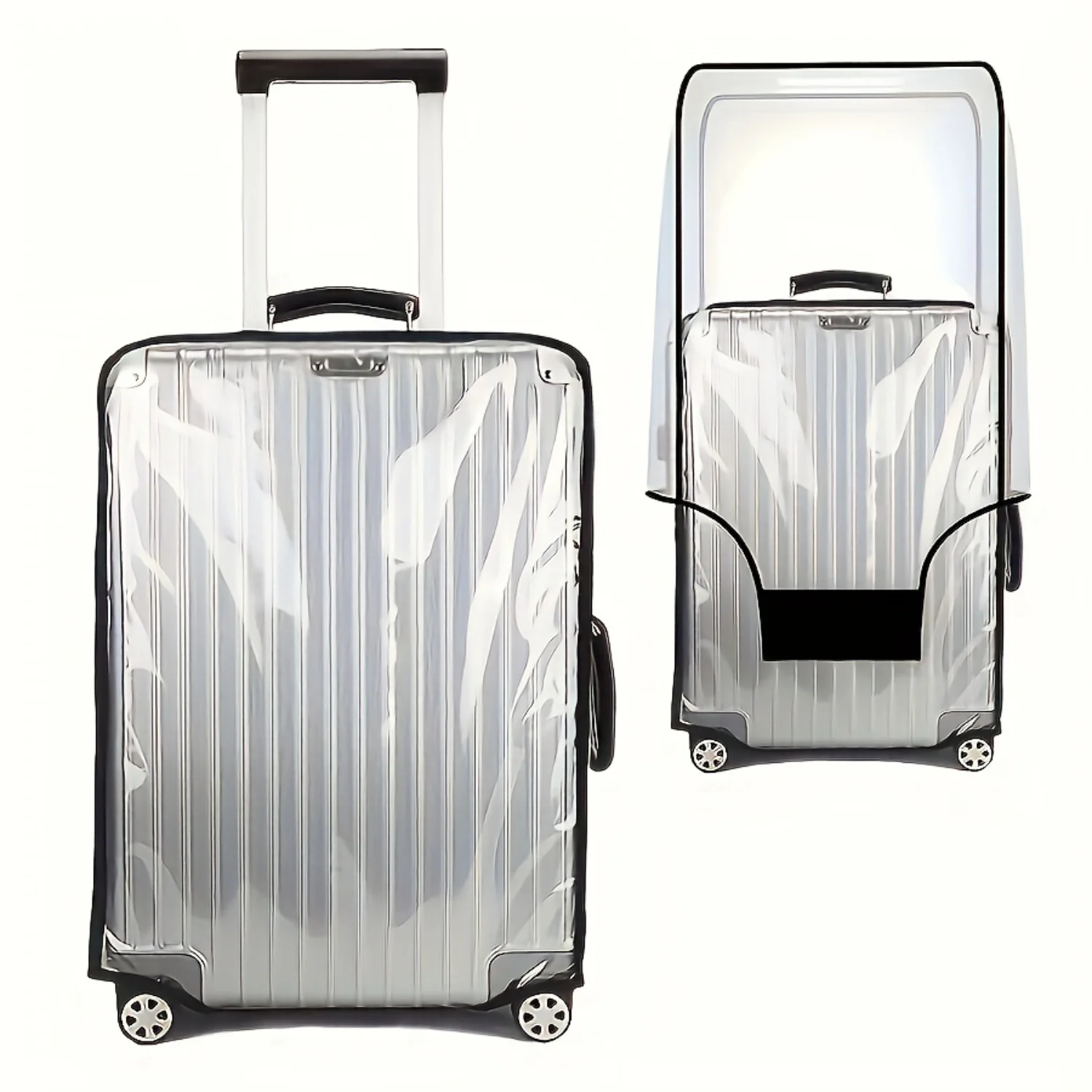 Transparent PVC Suitcase Cover - Waterproof, Dustproof, Durable & Foldable Travel Luggage Protector for Trolley Cases Lucky cat