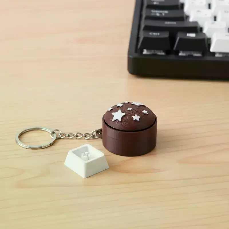 Simulated Chocolate Keyboard Keychain - 3D Fidget Toy Push Stress Relief Sensory Clicker for Kids & Adults