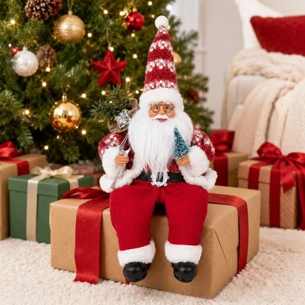 40cm Weihnachtsmann-Puppe mit Hängenden Beinen Weihnachtsmann-Ornament Schaufenster-Dekoration Weihnachtsfigur Weihnachts-Heimdekoration – Detail 6