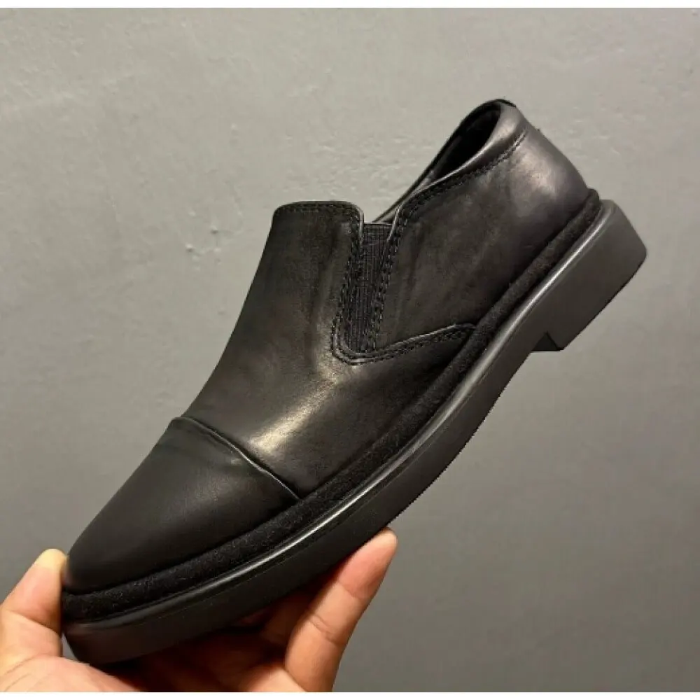 

Burnished Black Leather Loafers, with non-slip thick sole, breathable and stylish