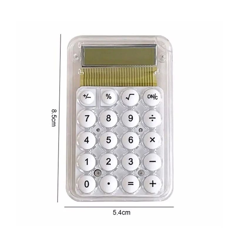 8 Digits Display Silence Widescreen Mini Calculator Students Portable Transparent Electronic Calculator Daily Use