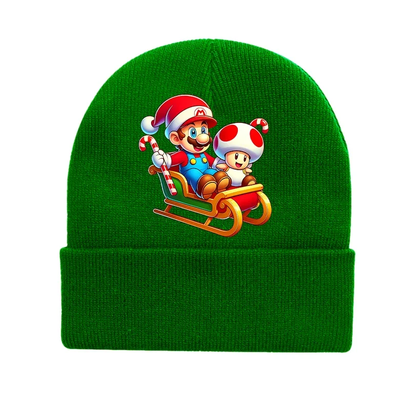 Anime Cartoon Super Mario Christmas Warmth Knitted Hats Winter Ear Protection Beanies Women Men Outdoor Hip Hop Pullover Hat