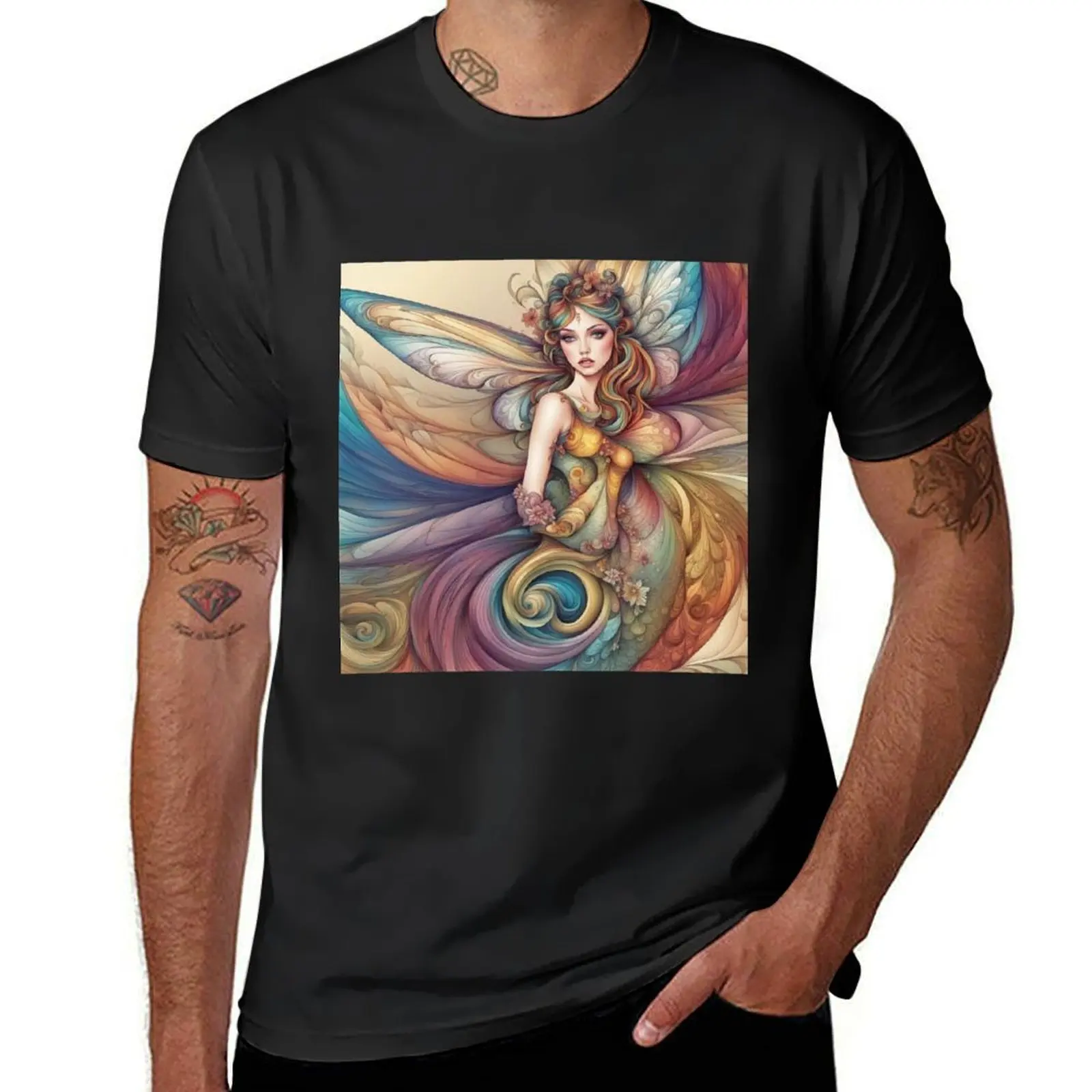 Beautiful lines fairy T-Shirt oversized vintage clothes tops t shirts for men graphic