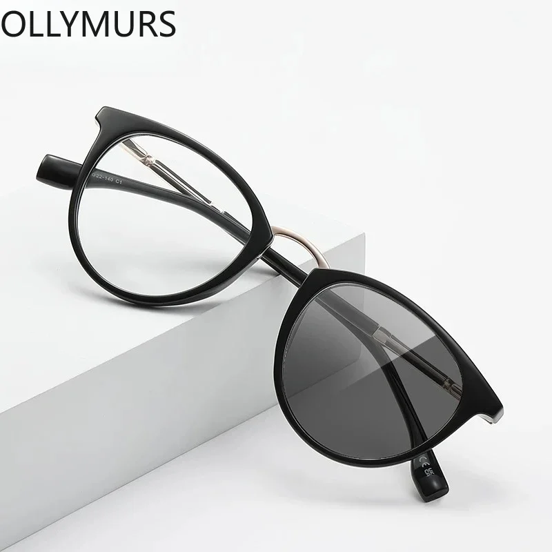 

Очки для чтения OLLYMURS с простым классическим геометрическим круглым дизайном оправы, защитой от синего света, с возможностью индивидуальной коррекции зрения и фотохромными линзами LS24
