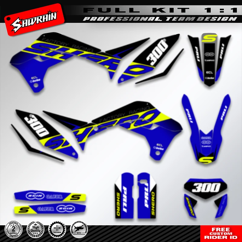 Kit de decalques gráficos personalizados Sawrain para SHERCO SE SEF 2017 2018 2019 2020 009