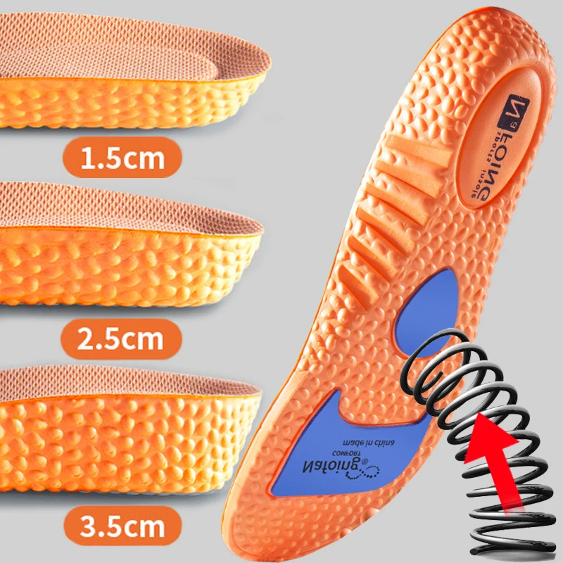 

1.5-3.5cm Memory Foam Height Increasing Insole Elasticity Sports Unisex Shoe Pads Latex Arch Support Foot Care Insoles Cushion