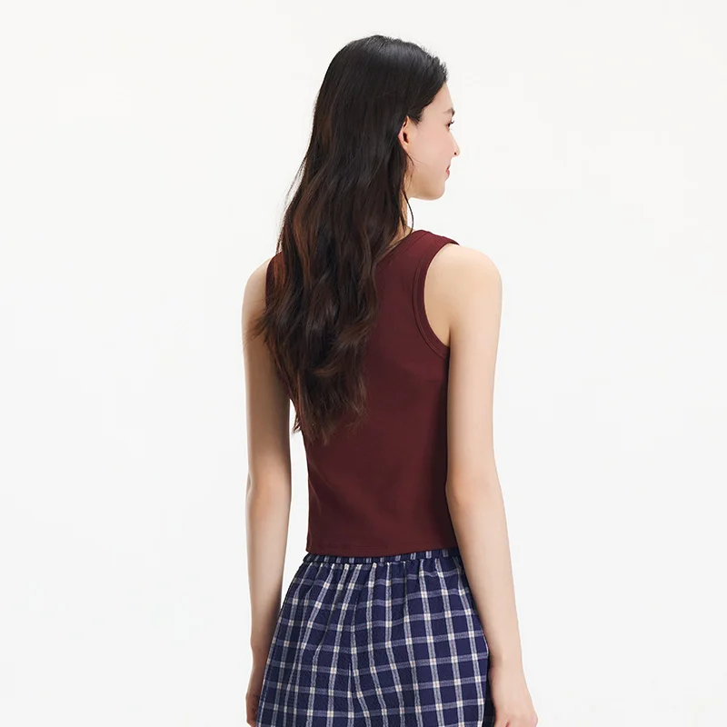 قميص Semir نسائي بدون أكمام بعقدة على شكل فيونكة لصيف 2025 جديد مطرز بقصة ضيقة ورقبة دائرية أساسية