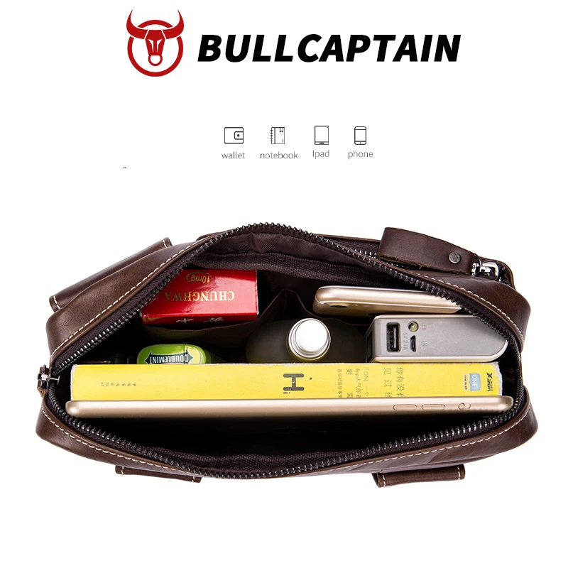 BULLCAPTIAN leather waist bag with belt, mobile phone bag, outdoor sports  Fanny Pack for men Men's Clutch Casual Key Bag view 3