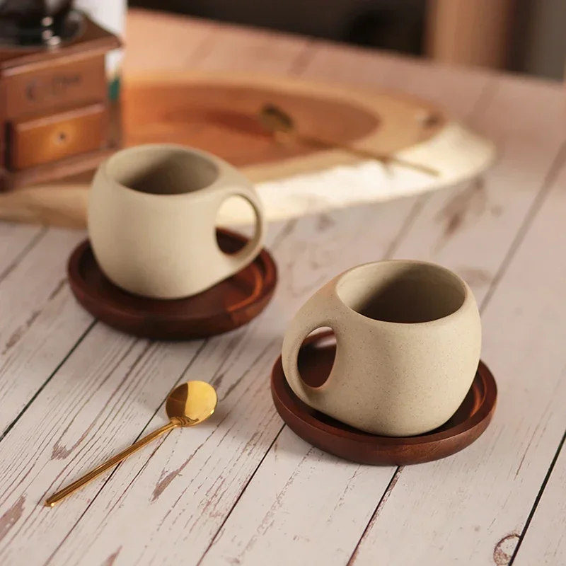 Ceramic Nordic Coffee Cup Latte Art Handle Japanese Reusable Tea Cup Girls Espresso Portable Taza Ceramica Tea Cups Sets