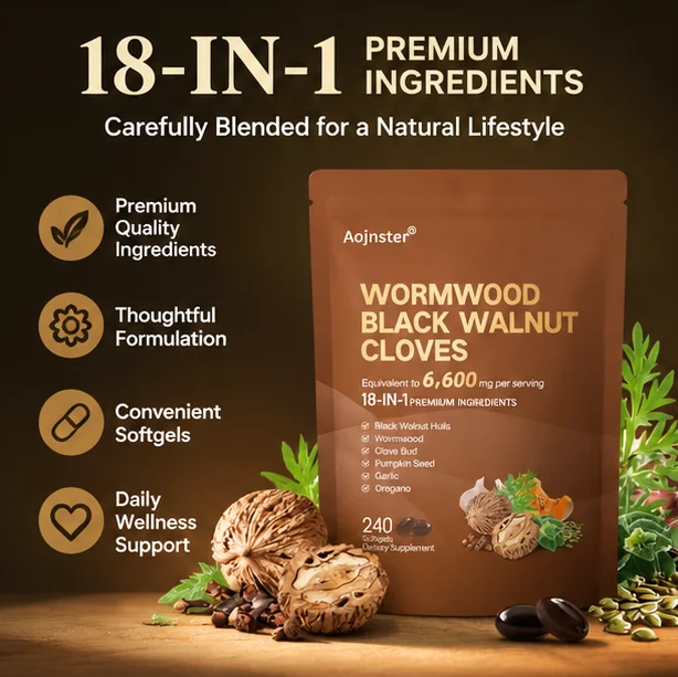 18-in-1 Herbal Softgels with Wormwood, Black Walnut Hulls & Cloves, 240 Softgels, Concentrated Botanical Dietary Supplement